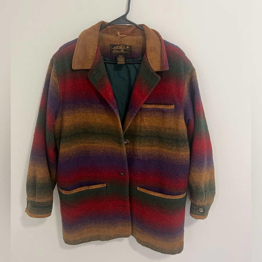 80s Eddie Bauer Southwestern Jacket, Wool Oversized Jacket M